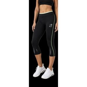 Karrimor Run X-Lite Women Size 10 Black Neon Lime Green Cropped Running Leggings
